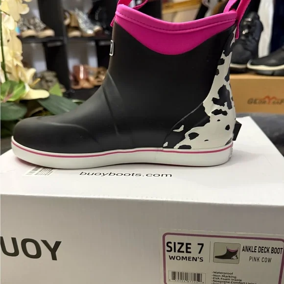 Stylish Black and Pink Women's Rain Boots - Picture 10 of 11